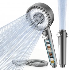 Shower Head and Hose with 18 Stage Filtration, 4 Spray Modes High Pressure Shower Heads, 5" Large Panel Bathroom Hard Water Shower Filter for 99% Residual Chlorine Remove